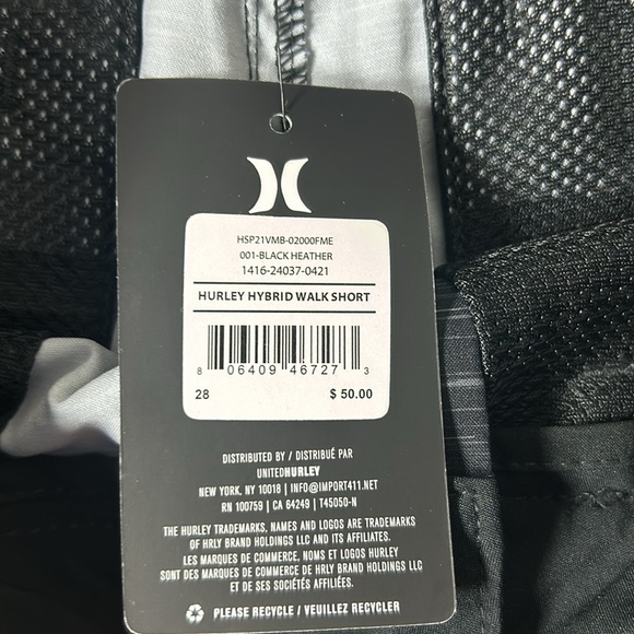 Hurley Men's Charcoal Hybrid Walk Shorts - Picture 5 of 7